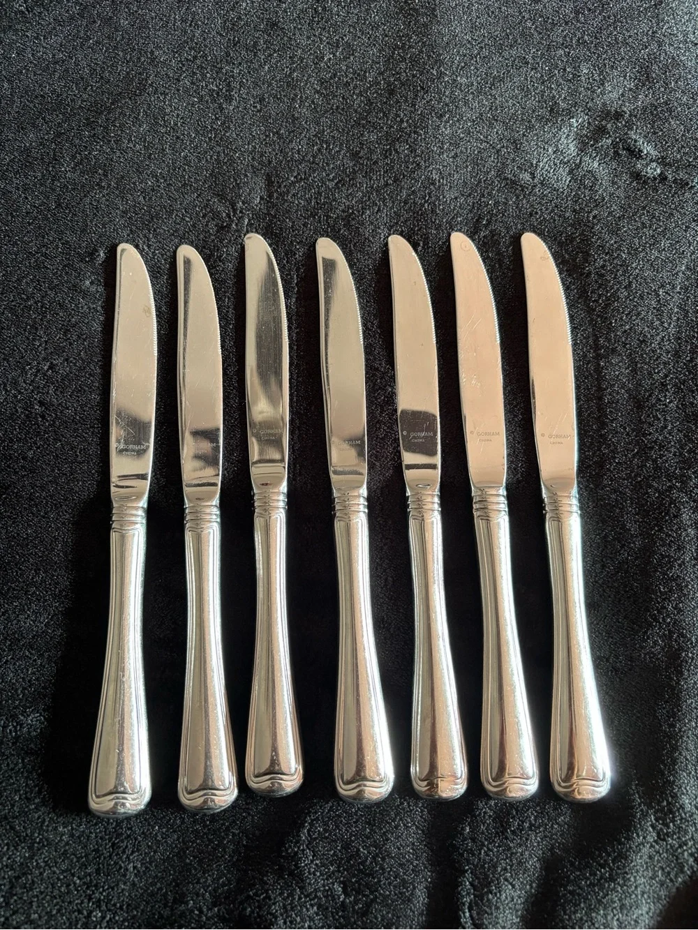 7 Piece Gorham MONET Dinner Knives Set Stainless Steel Glossy 9” Flatwear